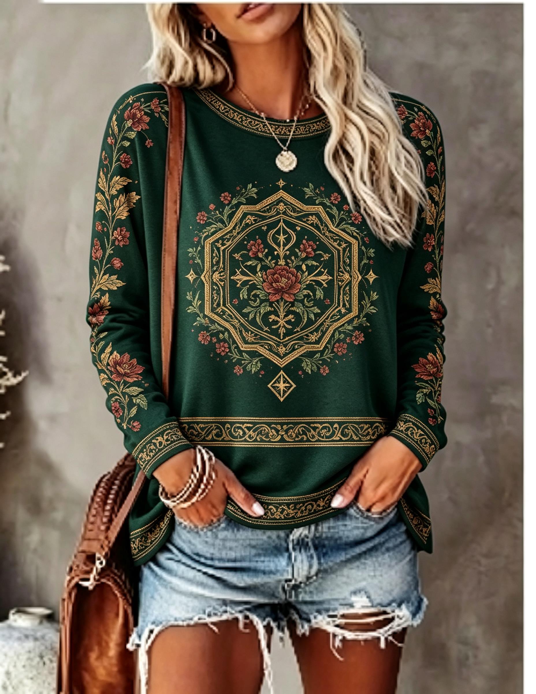 Women Crew Neck Long Sleeve T‑ - огляд і ціна Wallpaper