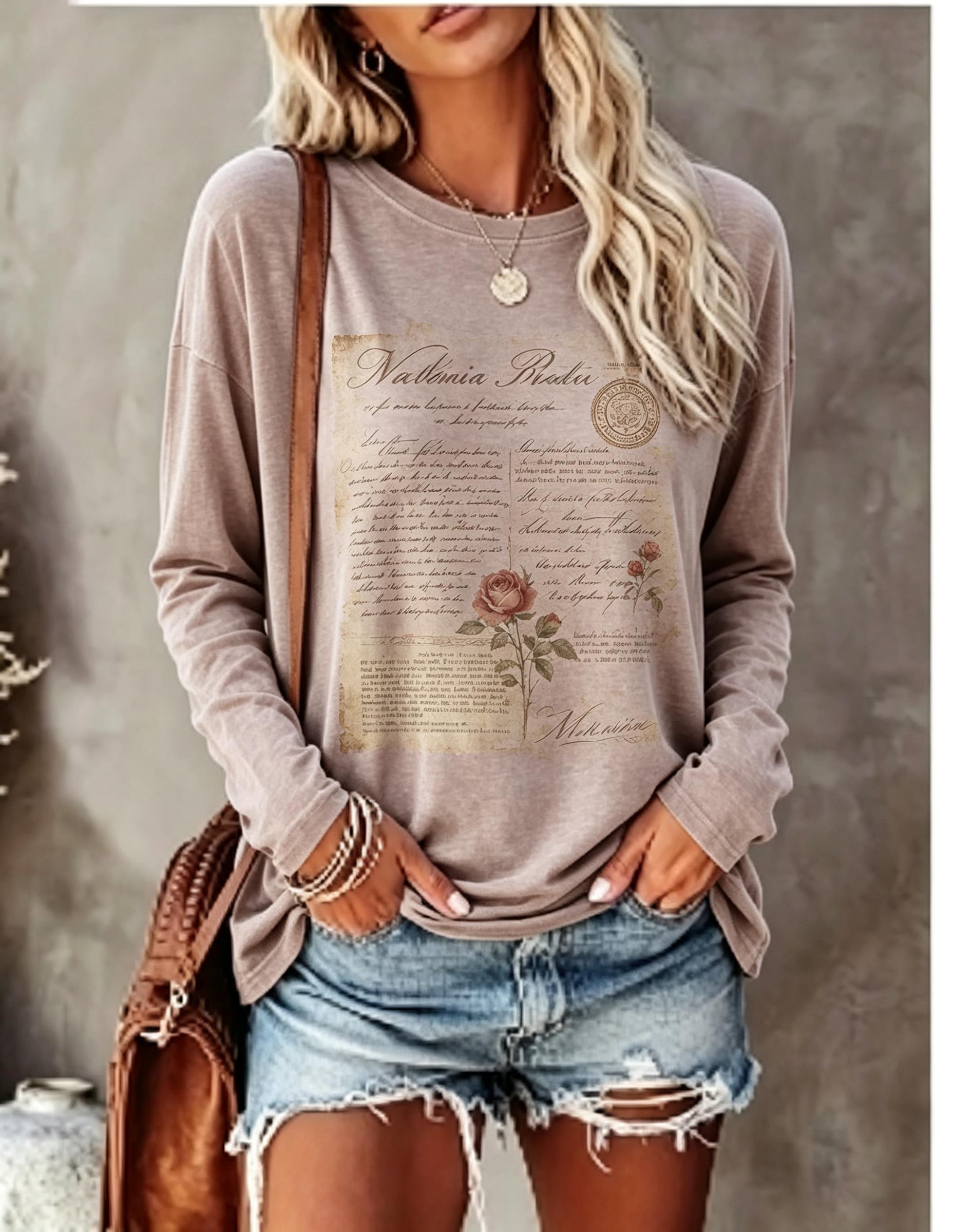 Women Long Sleeve T Shirt Vint - огляд і ціна Wallpaper